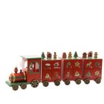 Casa si Gradina - Decoratiuni - Decoratiuni de sezon - Calendar Advent model Trenulet de Craciun din lemn, 48x9.5x15 cm, rosu - Infinity.ro