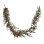 Casa si Gradina - Decoratiuni - Decoratiuni de sezon - Ghirlanda artificiala Craciun cu merisoare, conuri si sclipici, 180 cm, verde - Infinity.ro