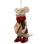 Casa si Gradina - Decoratiuni - Decoratiuni de sezon - Ornament brad Soricel cu ochelari si fular, 13 cm, bej - Infinity.ro