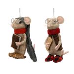 Casa si Gradina - Decoratiuni - Decoratiuni de sezon - Ornament brad Soricel cu ochelari si fular, 13 cm, bej - Infinity.ro