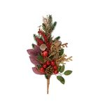 Casa si Gradina - Decoratiuni - Decoratiuni de sezon - Decoratiune brad crenguta cu fructe rosii, frunze si con, 50 cm, multicolor - Infinity.ro