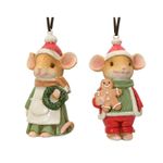 Casa si Gradina - Decoratiuni - Decoratiuni de sezon - Set 2 ornamente brad Soricei fata si baiat, 10.5 cm, multicolor - Infinity.ro