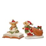 Casa si Gradina - Decoratiuni - Decoratiuni de sezon - Set 2 decoratiuni Craciun soricel fata si baiat cu carte si sac de cadouri,12.5 cm, multicolor - Infinity.ro