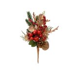 Casa si Gradina - Decoratiuni - Decoratiuni de sezon - Decoratiune brad crenguta cu frunze si fructe rosii, 26 cm, multicolor - Infinity.ro