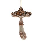 Casa si Gradina - Decoratiuni - Decoratiuni de sezon - Ornament brad Ciuperca cu margele stralucitoare, 18 cm, maro - Infinity.ro