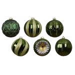 Casa si Gradina - Decoratiuni - Decoratiuni de sezon - Set 6 globuri brad Craciun Classic Green, 15 cm, verde - Infinity.ro