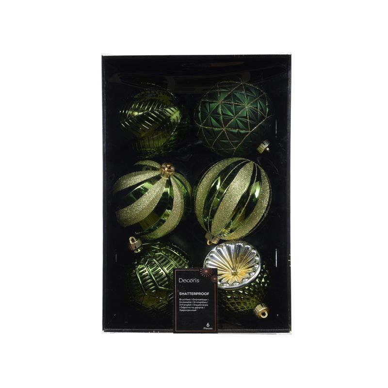 Casa si Gradina - Decoratiuni - Decoratiuni de sezon - Set 6 globuri brad Craciun Classic Green, 15 cm, verde - Infinity.ro