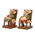 Casa si Gradina - Decoratiuni - Decoratiuni de sezon - Set 2 ornamente brad Soricei pe scaune din lemn, 14 cm, multicolor - Infinity.ro