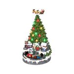 Casa si Gradina - Decoratiuni - Decoratiuni de sezon - Decoratiune Craciun Brad cu lumini, trenulet si varf rotativ, 24.5x41.5 cm, multicolor - Infinity.ro