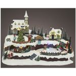 Casa si Gradina - Decoratiuni - Decoratiuni de sezon - Decoratiune Sat de Craciun animat cu lumini, patinoar si tren rotativ, 25.5x41x25.5 cm, multicolor - Infinity.ro