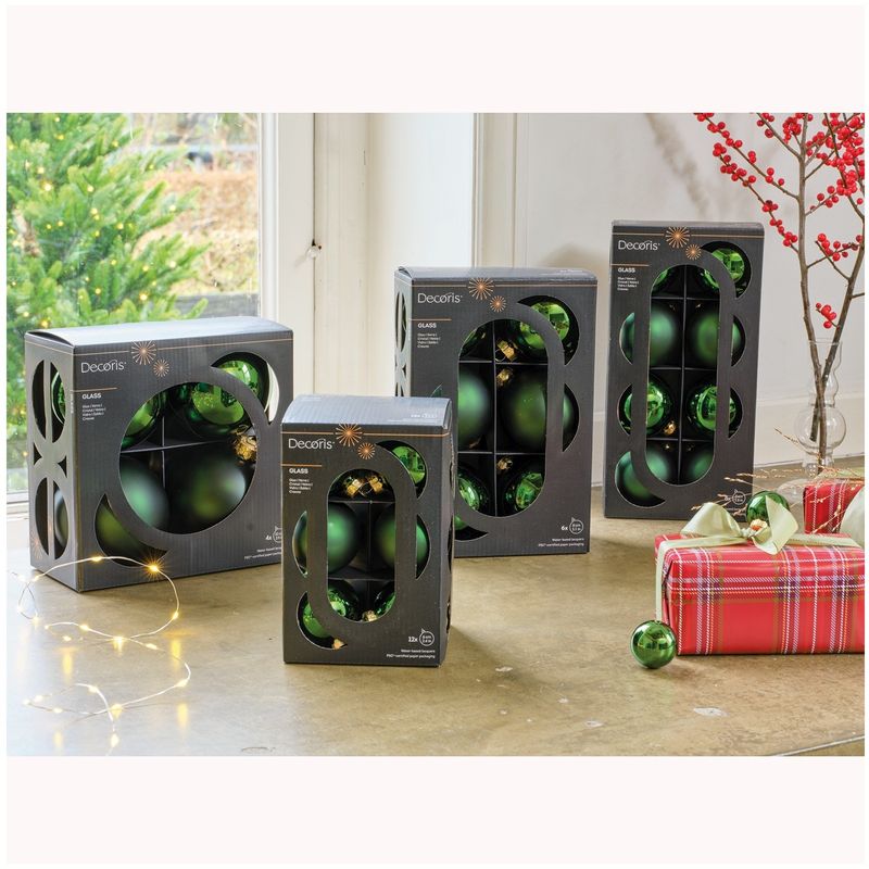 Casa si Gradina - Decoratiuni - Decoratiuni de sezon - Set 4 globuri brad Craciun cu aspect stralucitor si mat, 10 cm, verde - Infinity.ro