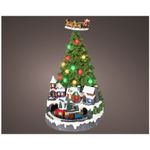 Casa si Gradina - Decoratiuni - Decoratiuni de sezon - Decoratiune Craciun Brad cu lumini, trenulet si varf rotativ, 24.5x41.5 cm, multicolor - Infinity.ro