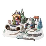 Casa si Gradina - Decoratiuni - Decoratiuni de sezon - Decoratiune Sat de Craciun cu Mos Craciun, tren rotativ si lumini, 19x31x20 cm, multicolor - Infinity.ro