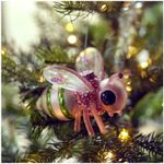 Casa si Gradina - Decoratiuni - Decoratiuni de sezon - Set 2 ornamente brad Insecta cu paiete si sclipici, 8 cm, roz - Infinity.ro