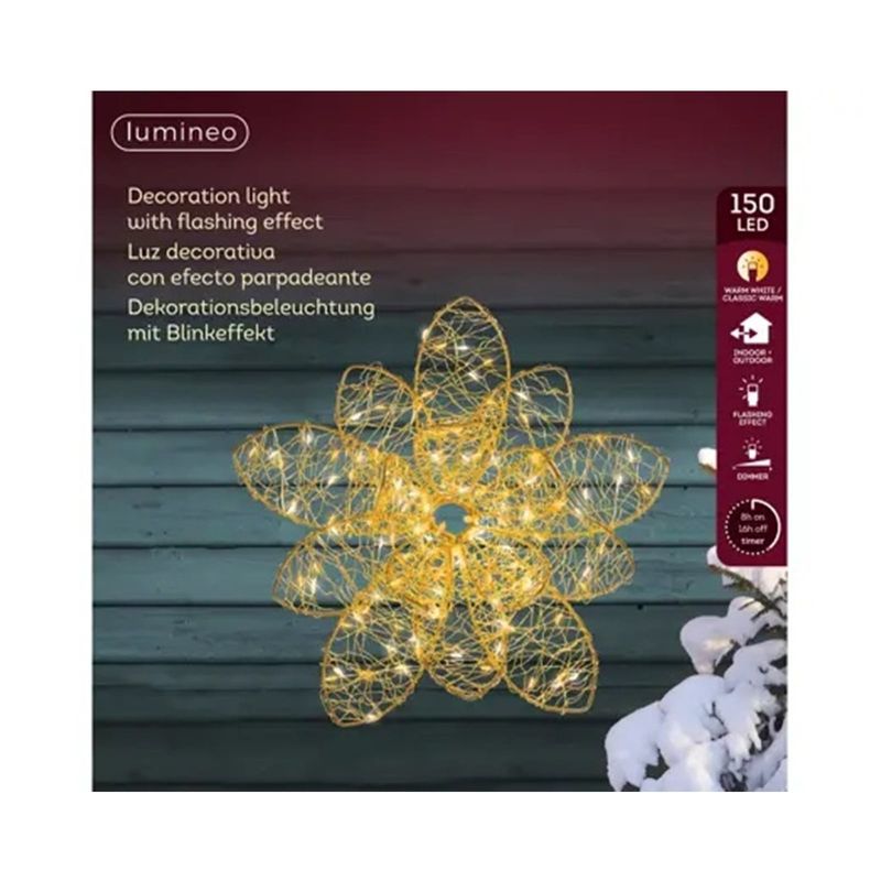 Casa si Gradina - Decoratiuni - Decoratiuni de sezon - Decoratiune exterior Craciun Floare, lumina calda, 150 LED, 28x9 cm, IP44 - Infinity.ro