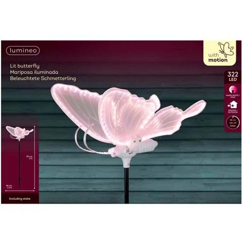 Casa si Gradina - Decoratiuni - Decoratiuni de sezon - Decoratiune exterior Craciun Fluture cu aripi in miscare, lumina roz, 322 LED-uri, 41x46x21 cm - Infinity.ro