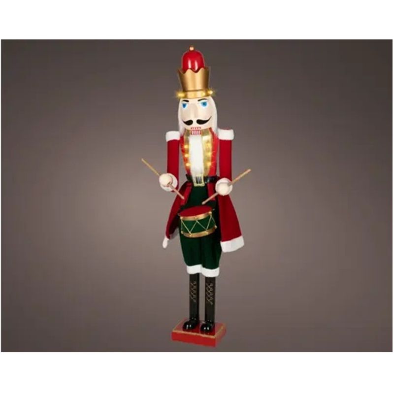 Casa si Gradina - Decoratiuni - Decoratiuni de sezon - Decoratiune Craciun Spargatorul de Nuci cu toba si lumini LED, 32x22x150 cm, multicolor - Infinity.ro