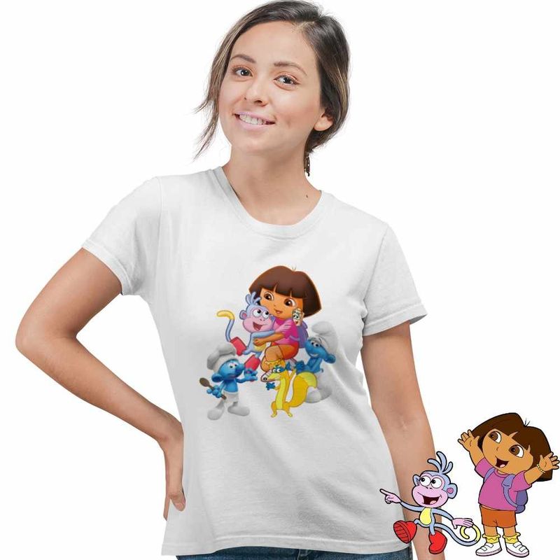 Fashion, accesorii si bijuterii - Femei - Imbracaminte femei - Tricouri si topuri femei - Tricou Femei Dora Strumfii Bucatarul Rusinosul Hotomanul, alb, marime S - Infinity.ro