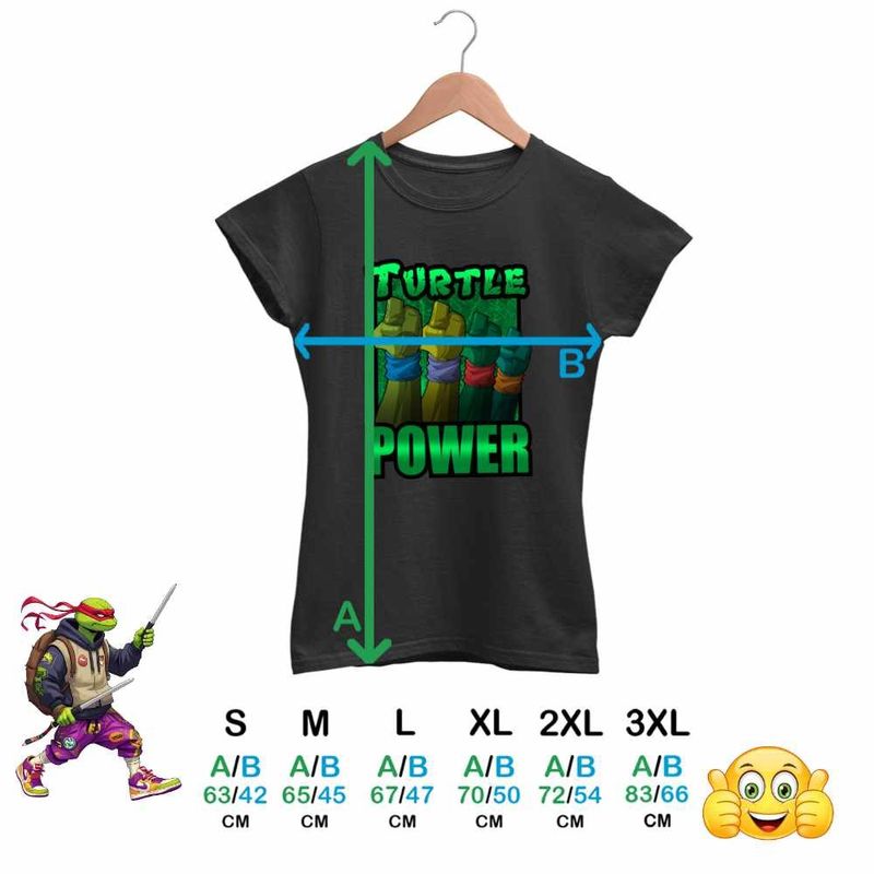 Fashion, accesorii si bijuterii - Femei - Imbracaminte femei - Tricouri si topuri femei - Tricou Femei Testoasele Ninja Turtle Power, negru, marime 2XL - Infinity.ro