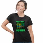 Fashion, accesorii si bijuterii - Femei - Imbracaminte femei - Tricouri si topuri femei - Tricou Femei Testoasele Ninja Turtle Power, negru, marime 2XL - Infinity.ro