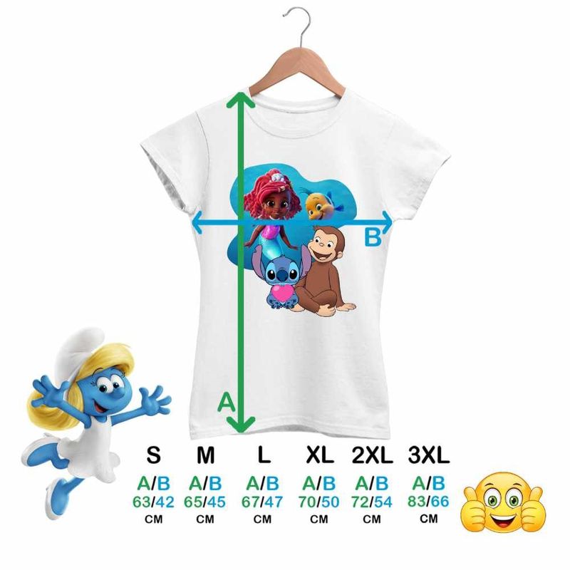 Fashion, accesorii si bijuterii - Femei - Imbracaminte femei - Tricouri si topuri femei - Tricou Femei Curiosul George Ariel Stitch Maimuta Desene, alb, marime S - Infinity.ro