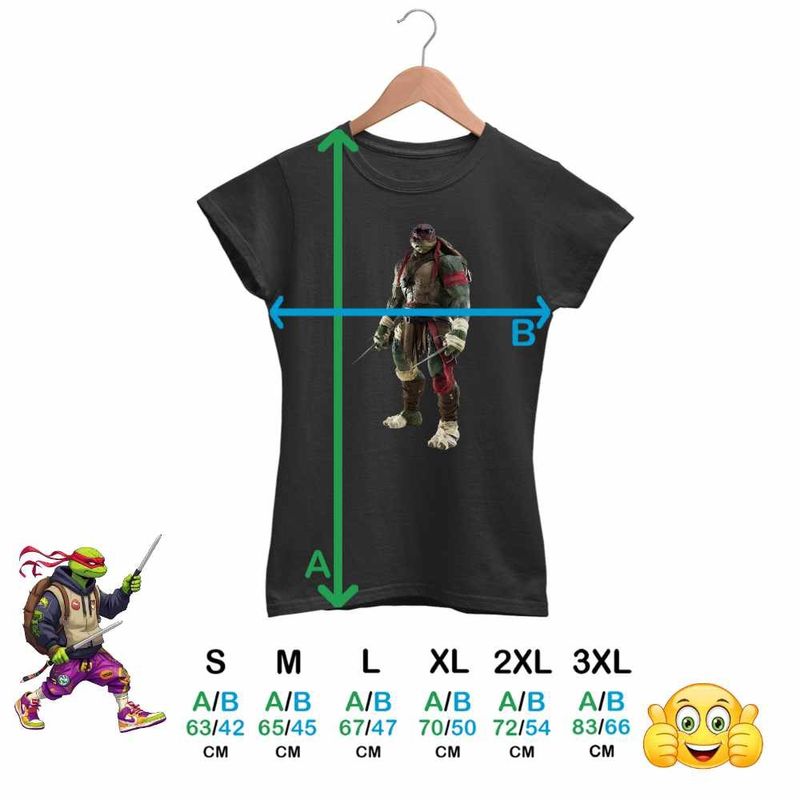 Fashion, accesorii si bijuterii - Femei - Imbracaminte femei - Tricouri si topuri femei - Tricou Femei Testoasele Ninja Raphael Ninjutsu Rafael Mutant, negru, marime L - Infinity.ro