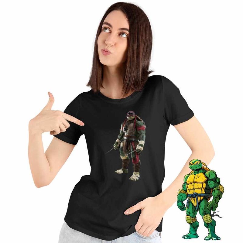Fashion, accesorii si bijuterii - Femei - Imbracaminte femei - Tricouri si topuri femei - Tricou Femei Testoasele Ninja Raphael Ninjutsu Rafael Mutant, negru, marime L - Infinity.ro