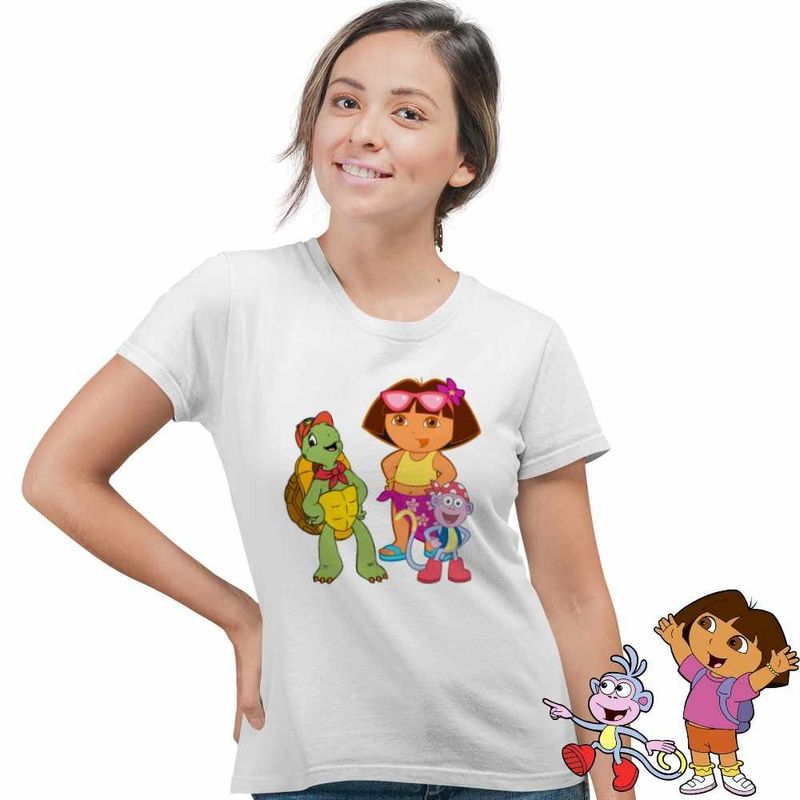 Fashion, accesorii si bijuterii - Femei - Imbracaminte femei - Tricouri si topuri femei - Tricou Femei Dora Exploratoarea Franklin Explorer Maimuta, alb, marime 2XL - Infinity.ro