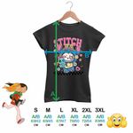 Fashion, accesorii si bijuterii - Femei - Imbracaminte femei - Tricouri si topuri femei - Tricou Femei Labubu Stitch Stich, negru, marime L - Infinity.ro