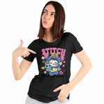 Fashion, accesorii si bijuterii - Femei - Imbracaminte femei - Tricouri si topuri femei - Tricou Femei Labubu Stitch Stich, negru, marime L - Infinity.ro