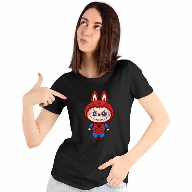 Fashion, accesorii si bijuterii - Femei - Imbracaminte femei - Tricouri si topuri femei - Tricou Femei Labubu Spiderman Marvel Spidey Paienjenel, negru, marime 2XL - Infinity.ro