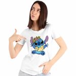 Fashion, accesorii si bijuterii - Femei - Imbracaminte femei - Tricouri si topuri femei - Tricou Femei Stitch Coronita, alb, marime XL - Infinity.ro