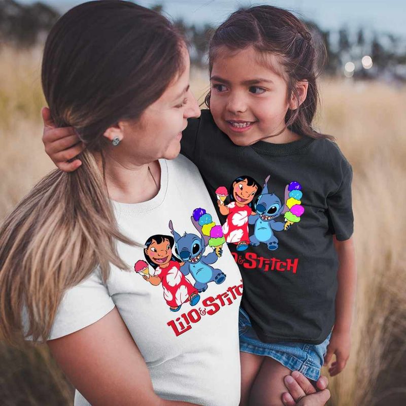 Fashion, accesorii si bijuterii - Femei - Imbracaminte femei - Tricouri si topuri femei - Tricou Femei Lilo and Stitch Ice Cream, negru, marime 2XL - Infinity.ro
