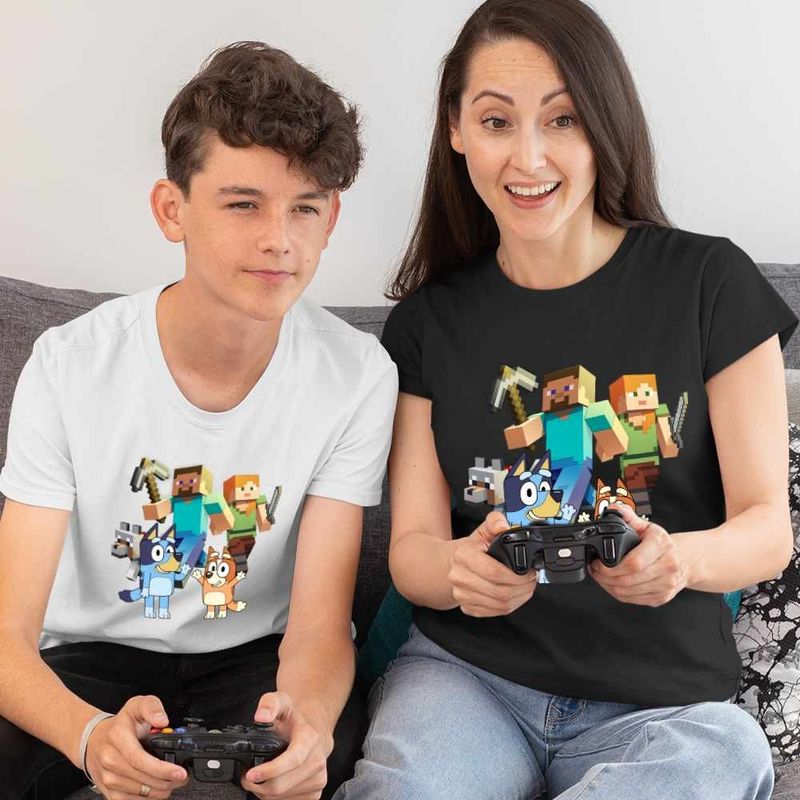 Fashion, accesorii si bijuterii - Femei - Imbracaminte femei - Tricouri si topuri femei - Tricou Femei Minecraft Bluey Bingo, alb, marime XL - Infinity.ro