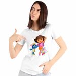 Fashion, accesorii si bijuterii - Femei - Imbracaminte femei - Tricouri si topuri femei - Tricou Femei Dora Exploratoarea Strumfita Blossom Boots, alb, marime 3XL - Infinity.ro