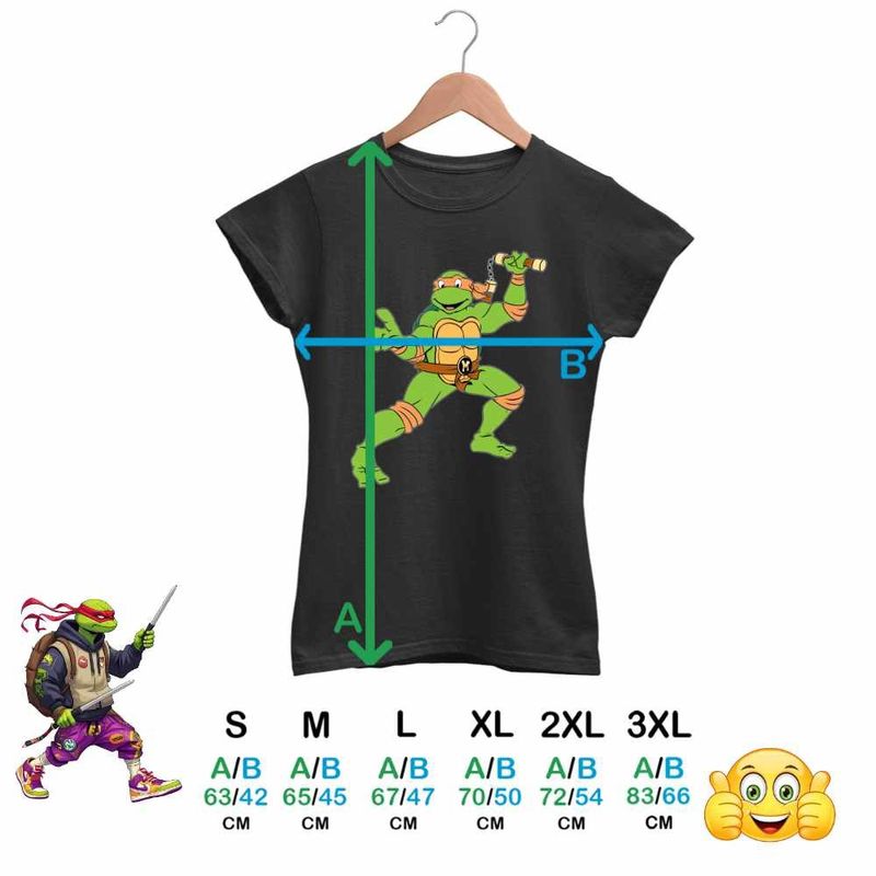 Fashion, accesorii si bijuterii - Femei - Imbracaminte femei - Tricouri si topuri femei - Tricou Femei Testoasele Ninja Michelangelo Nunceag, negru, marime 2XL - Infinity.ro
