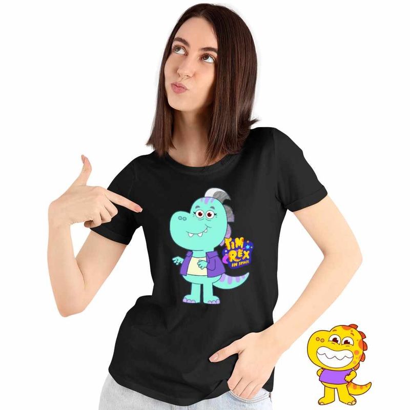 Fashion, accesorii si bijuterii - Femei - Imbracaminte femei - Tricouri si topuri femei - Tricou Femei Tim Rex Bunica Spatiu Dinozauri T-Rex, negru, marime L - Infinity.ro