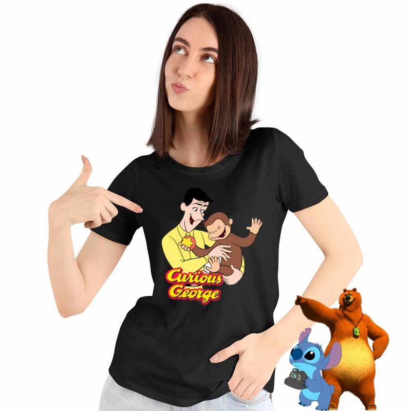 Fashion, accesorii si bijuterii - Femei - Imbracaminte femei - Tricouri si topuri femei - Tricou Femei Curiosul George Teodor Zoo, negru, marime 3XL - Infinity.ro