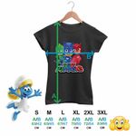 Fashion, accesorii si bijuterii - Femei - Imbracaminte femei - Tricouri si topuri femei - Tricou Femei Pj Masks Eroi Pijamale Crew, negru, marime S - Infinity.ro