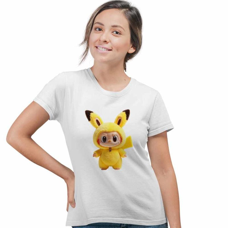 Fashion, accesorii si bijuterii - Femei - Imbracaminte femei - Tricouri si topuri femei - Tricou Femei Labubu Pikachu Pokemon, alb, marime L - Infinity.ro