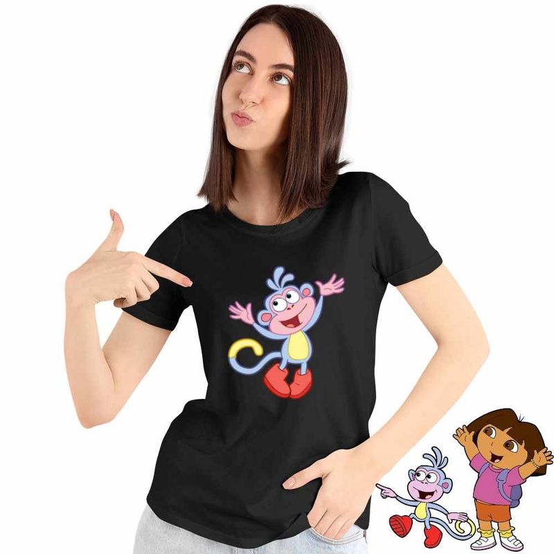 Fashion, accesorii si bijuterii - Femei - Imbracaminte femei - Tricouri si topuri femei - Tricou Femei Dora Exploratoarea Boots Maimuta, negru, marime 3XL - Infinity.ro