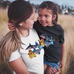 Fashion, accesorii si bijuterii - Femei - Imbracaminte femei - Tricouri si topuri femei - Tricou Femei Tralalero Tralala Garda Felina Stitch Meme, negru, marime S - Infinity.ro