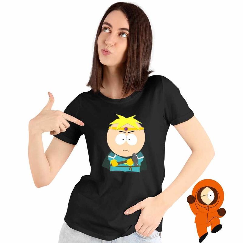 Fashion, accesorii si bijuterii - Femei - Imbracaminte femei - Tricouri si topuri femei - Tricou Femei South Park Paladin Butters Fantasy Alter Ego, negru, marime S - Infinity.ro