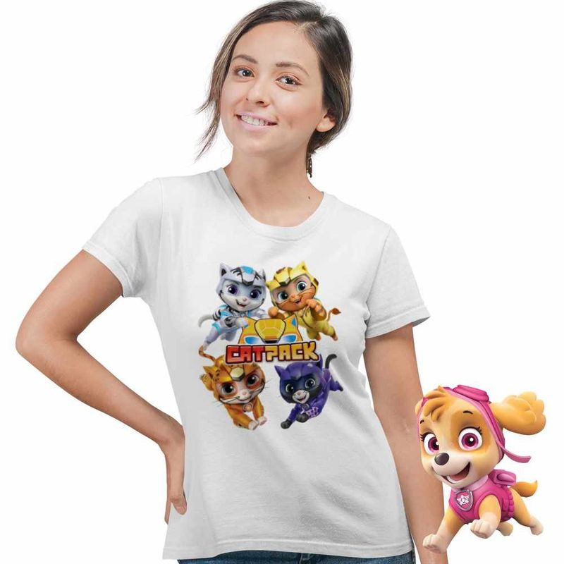 Fashion, accesorii si bijuterii - Femei - Imbracaminte femei - Tricouri si topuri femei - Tricou Femei Paw Patrol Cat Pack Actiune Patrula Catelusilor, alb, marime XL - Infinity.ro