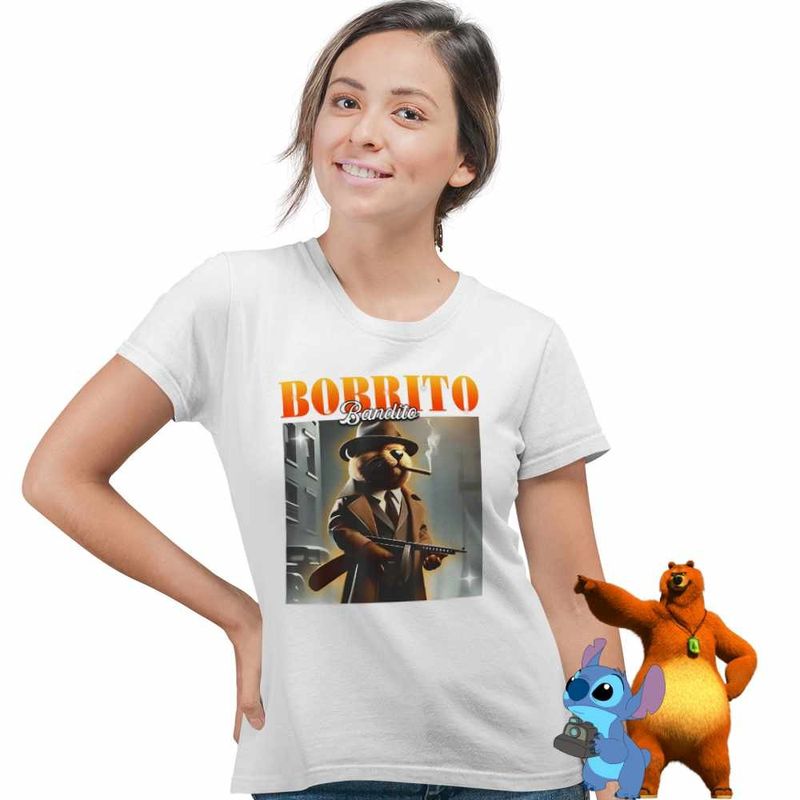 Fashion, accesorii si bijuterii - Femei - Imbracaminte femei - Tricouri si topuri femei - Tricou Femei Borrito Bandito Italian Meme Brainrot Brain Rot, alb, marime 3XL - Infinity.ro