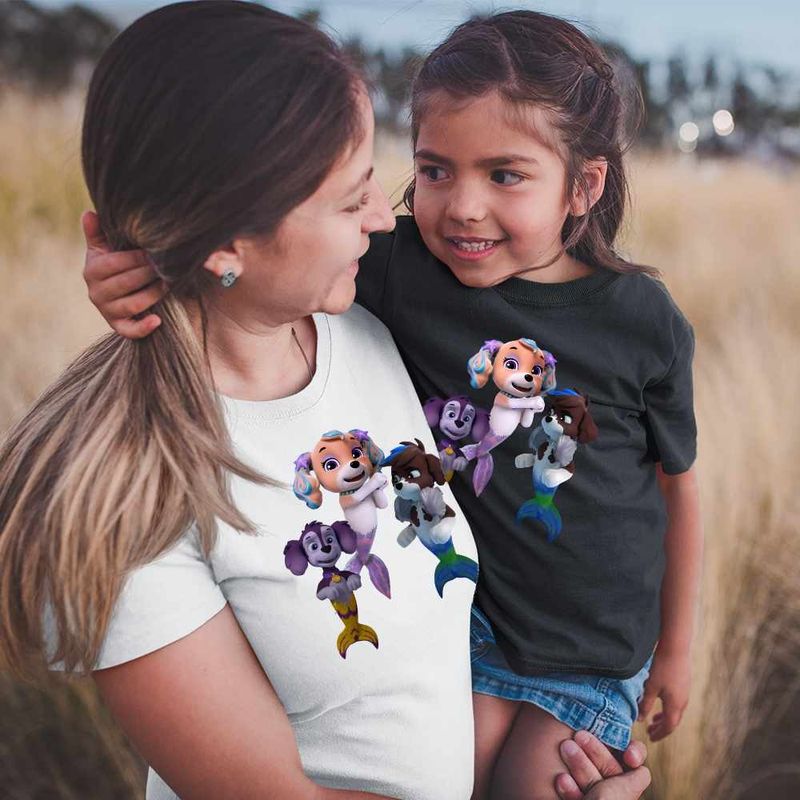 Fashion, accesorii si bijuterii - Femei - Imbracaminte femei - Tricouri si topuri femei - Tricou Femei Paw Patrol Merpups Caini Sirena Patrula Catelusilor, negru, marime M - Infinity.ro