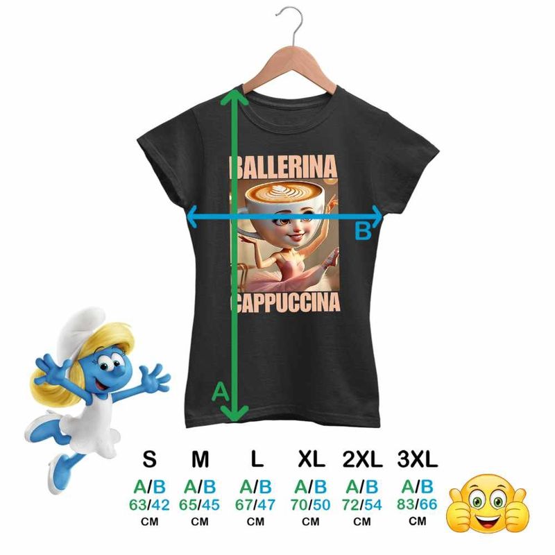 Fashion, accesorii si bijuterii - Femei - Imbracaminte femei - Tricouri si topuri femei - Tricou Femei Ballerina Cappuccina Italian Meme Brainrot Brain Rot, negru, marime 3XL - Infinity.ro