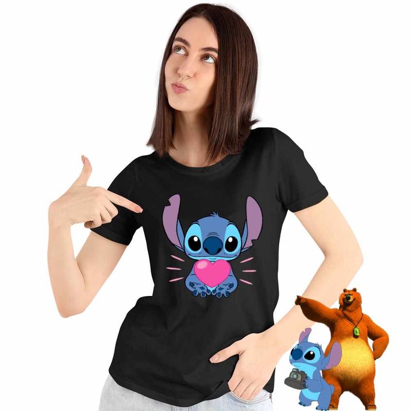 Fashion, accesorii si bijuterii - Femei - Imbracaminte femei - Tricouri si topuri femei - Tricou Femei Stich Heart Stitch, negru, marime 2XL - Infinity.ro