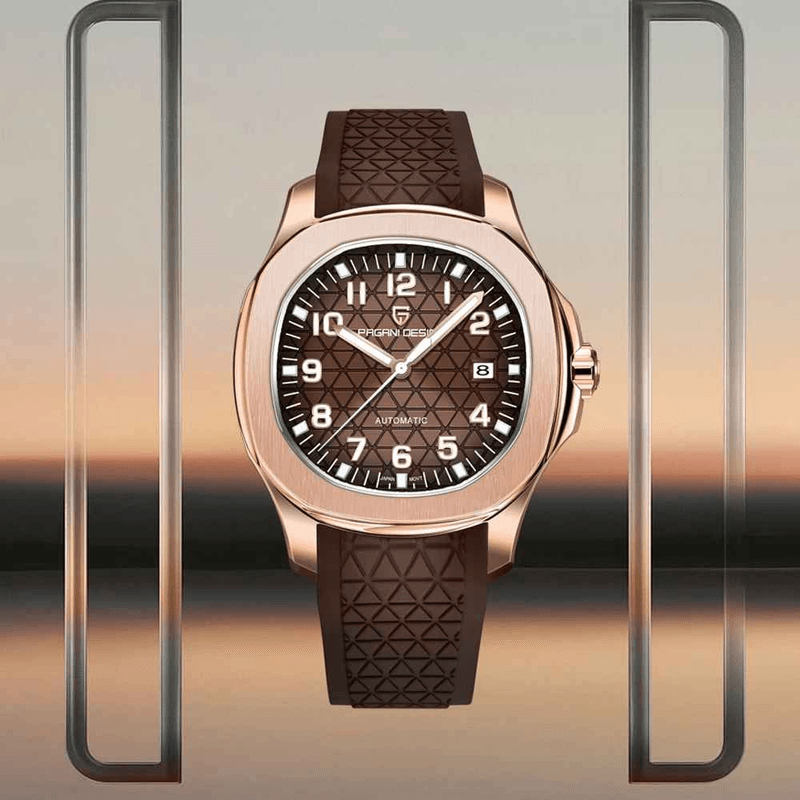 Fashion, accesorii si bijuterii - Barbati - Bijuterii barbati - Ceasuri barbati - Ceas Automatic PAGANI DESIGN PD-YS031 Rose Gold Brown, Miyota 8215, Safir AR, 100M, 41mm - Infinity.ro