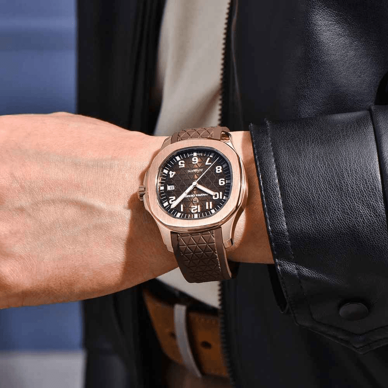 Fashion, accesorii si bijuterii - Barbati - Bijuterii barbati - Ceasuri barbati - Ceas Automatic PAGANI DESIGN PD-YS031 Rose Gold Brown, Miyota 8215, Safir AR, 100M, 41mm - Infinity.ro